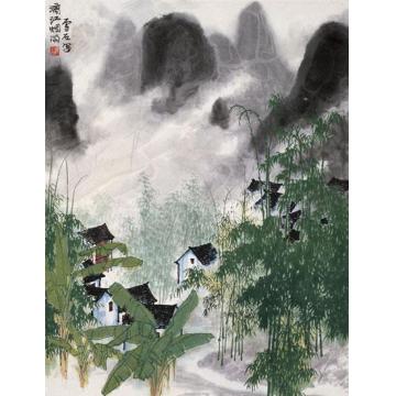 白雪石油画风景漓江烟雨字画之家