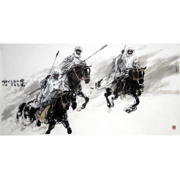 张青渠国画人物旋风68X136cm 2012字画之家