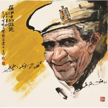 张青渠国画人物10 苏伊士的微笑  68×68cm  2011年字画之家