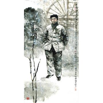 张青渠国画人物寒凝大地发春华 136X68 CM  1998字画之家