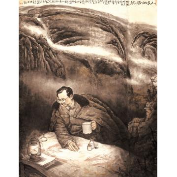 张青渠国画人物人民的骆驼 138X108CM字画之家