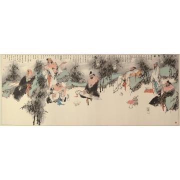 张青渠国画人物竹林七贤字画之家