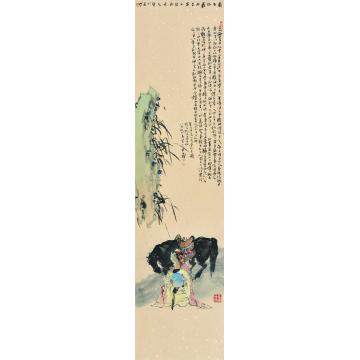 张青渠国画人物2013黑马丽人四条屏之二  兰 136X34 2013字画之家