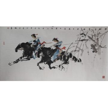 张青渠国画人物驭风千里图字画之家