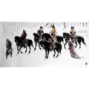 张青渠国画人物丽人行诗意图68x136 2012字画之家