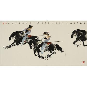 张青渠国画人物风华千里 68X136CM 2013字画之家