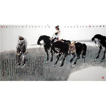 张青渠国画人物春风吹又生 98X180CM 2012字画之家