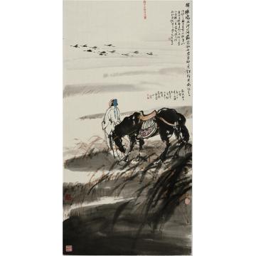 张青渠国画人物关关雎鸠 在河之洲  136X68CM 2014字画之家