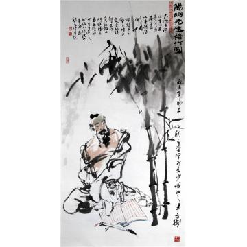 张青渠国画人物阳明先生格竹图136x68 2011 - 复件字画之家