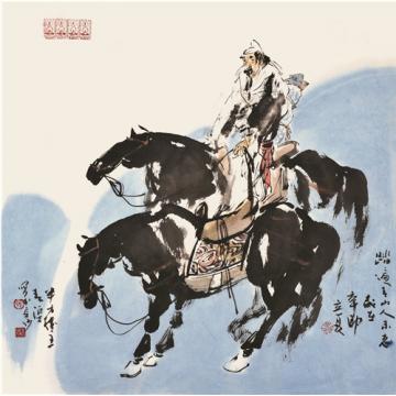 张青渠国画人物踏遍青山人未老  68×68cm  2011年字画之家