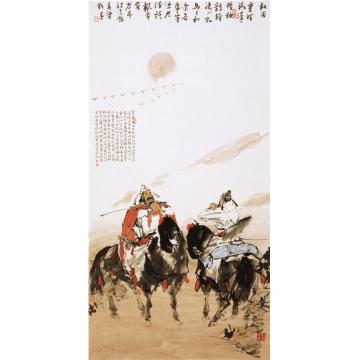 张青渠国画人物凭君传语报平安 136X68 2006字画之家