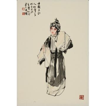 张青渠国画人物武家坡 68X45CM 2015 - 复件字画之家