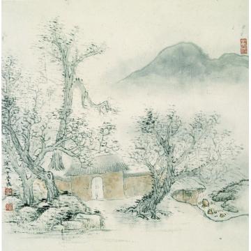 于学波国画山水空山古寺字画之家