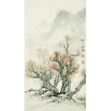 于学波国画山水秋林暮色字画之家
