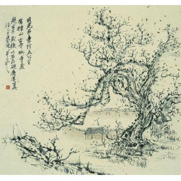 于学波国画山水寒林古寺字画之家
