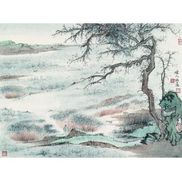 于学波国画山水秋水待渡字画之家