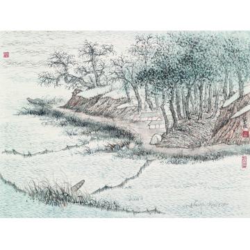 于学波国画山水秋山木落字画之家