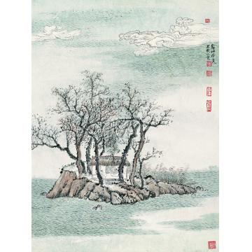 于学波国画山水湖心亭字画之家