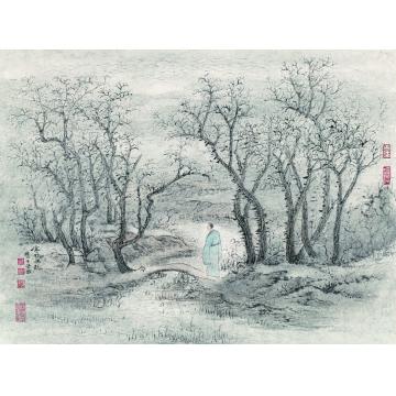 于学波国画山水寒林幽径字画之家