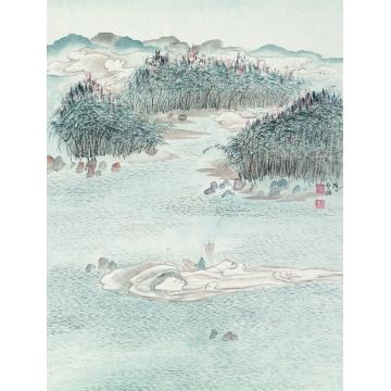 于学波国画山水湖山清远字画之家