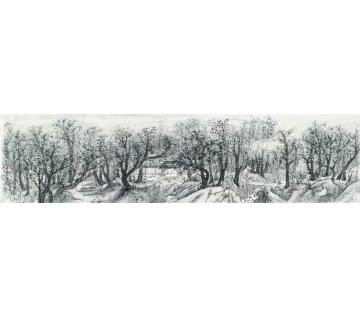 于学波国画山水寒林读书图字画之家