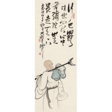 周明安国画人物罗汉图9字画之家