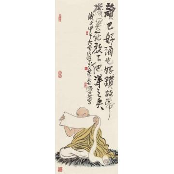 周明安国画人物罗汉图11字画之家