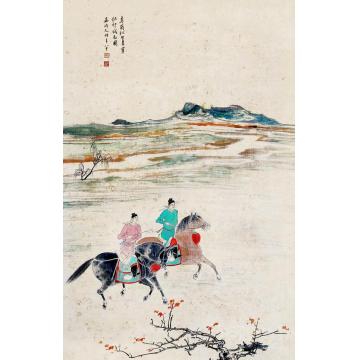 晏济元国画人物秋郊试马字画之家