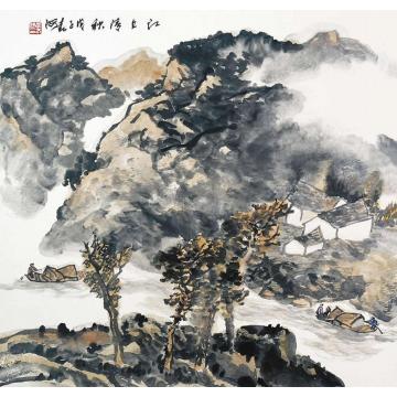 李春海国画山水江上清秋字画之家