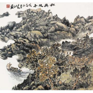 李春海国画山水秋兴放舟字画之家