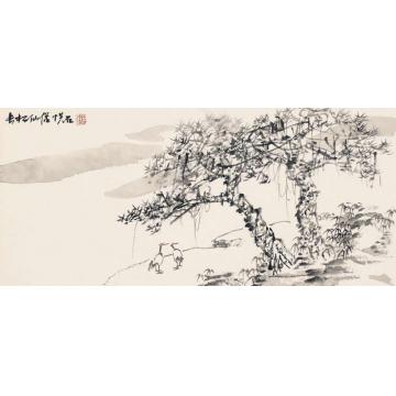 吴悦石国画山水长松仙侣字画之家