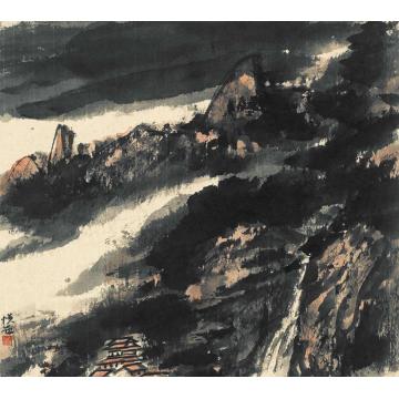 吴悦石国画山水山居暮色字画之家