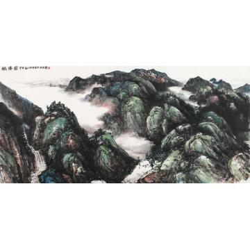 吴悦石国画山水观瀑图字画之家