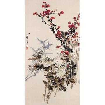 田雨霖国画花鸟不随群艳斗年芳字画之家