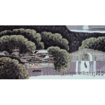 庄利经国画山水枫桥春晓之居图字画之家