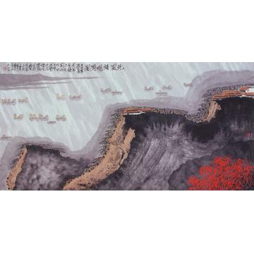 庄利经国画山水北固楼观雨图字画之家