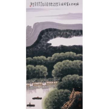 庄利经国画山水廊桥古木夏荫图字画之家