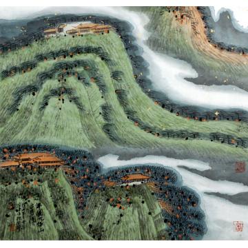 庄利经国画山水九华古寺图字画之家