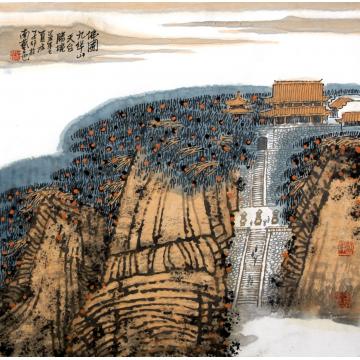 庄利经国画山水佛山九华山天台胜境字画之家