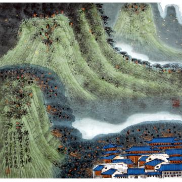 庄利经国画山水佛山古刹之图字画之家