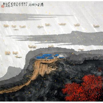 庄利经国画山水扬子江烟雨字画之家