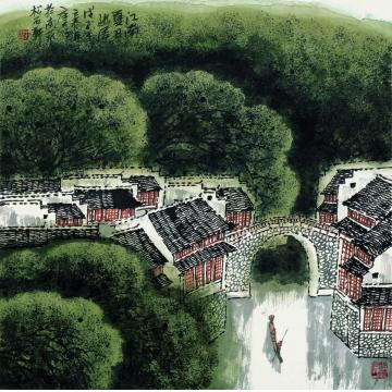 庄利经国画山水江南夏日幽居-2008-68cmX68cm字画之家