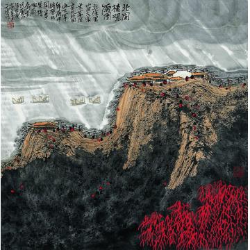 庄利经国画山水北固楼观雨图字画之家