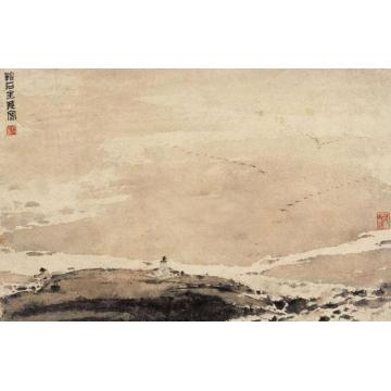 傅抱石油画风景平沙落雁字画之家