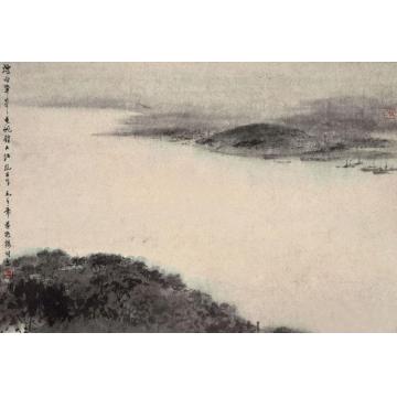 傅抱石油画风景毛泽东《菩萨蛮·黄鹤楼》字画之家
