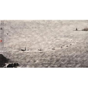 傅抱石油画风景罗马尼亚海军节舰艇表演字画之家