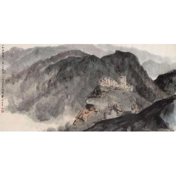 傅抱石油画风景玛尔丁附近古代城堡字画之家