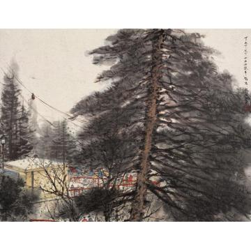 傅抱石油画风景TATRA山上山缆车起点字画之家