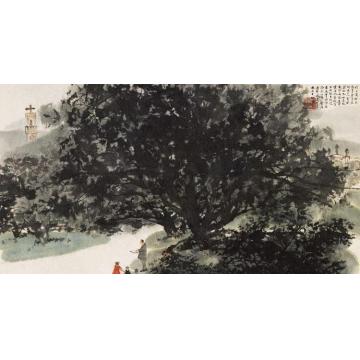 傅抱石油画风景加丹附近小型公园字画之家