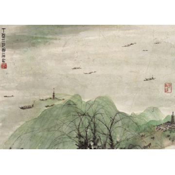 傅抱石油画风景玄武湖一瞥字画之家